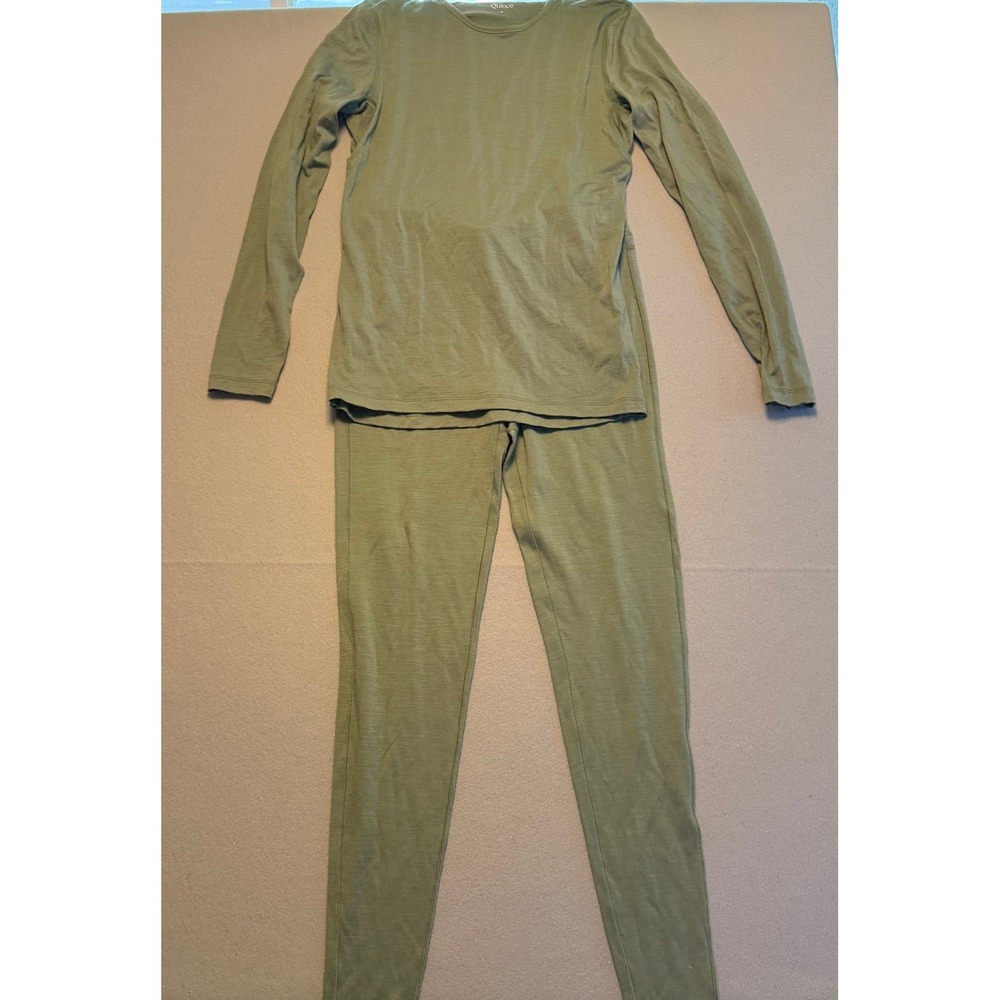 Quince All-Season Merino Wool Base Layer Set Green Women Small